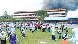 Tawau school destroyed in fire